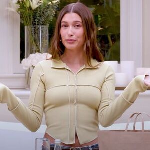 Source Unknown Beige/Mustard Yellow Long Sleeve Top